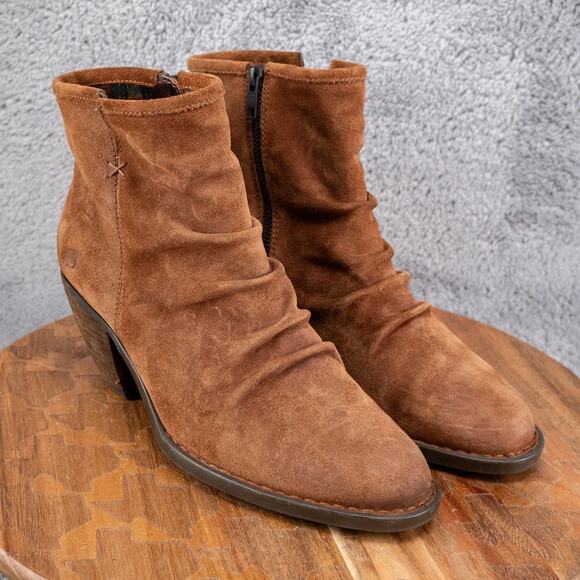 Born Women's Size 9.5 M Aire Brown Suede Inside Zip Heeled Boots9 - Picture 1 of 9